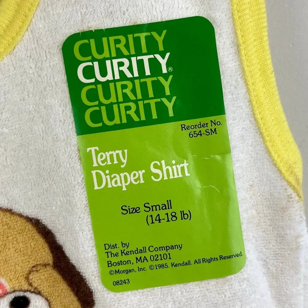 Vintage Curity Peek-A-Puppy Terry Diaper Shirt Set Small NWT